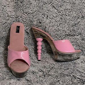 Ellie pink open toe bubble heels